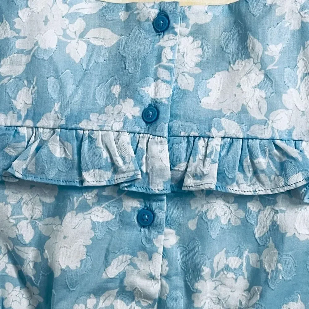 NWT Janie & Jack Blue Floral Lace Jumpsuit With Pockets Size 5